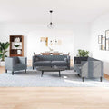 Wohnzimmer Couch 3 pcs Dunkelgrau 194 x 74,5 x 70,5 cm Samt