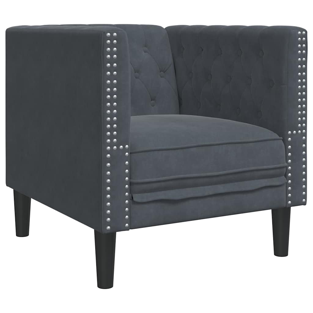 Wohnzimmer Couch 3 pcs Dunkelgrau 194 x 74,5 x 70,5 cm Samt