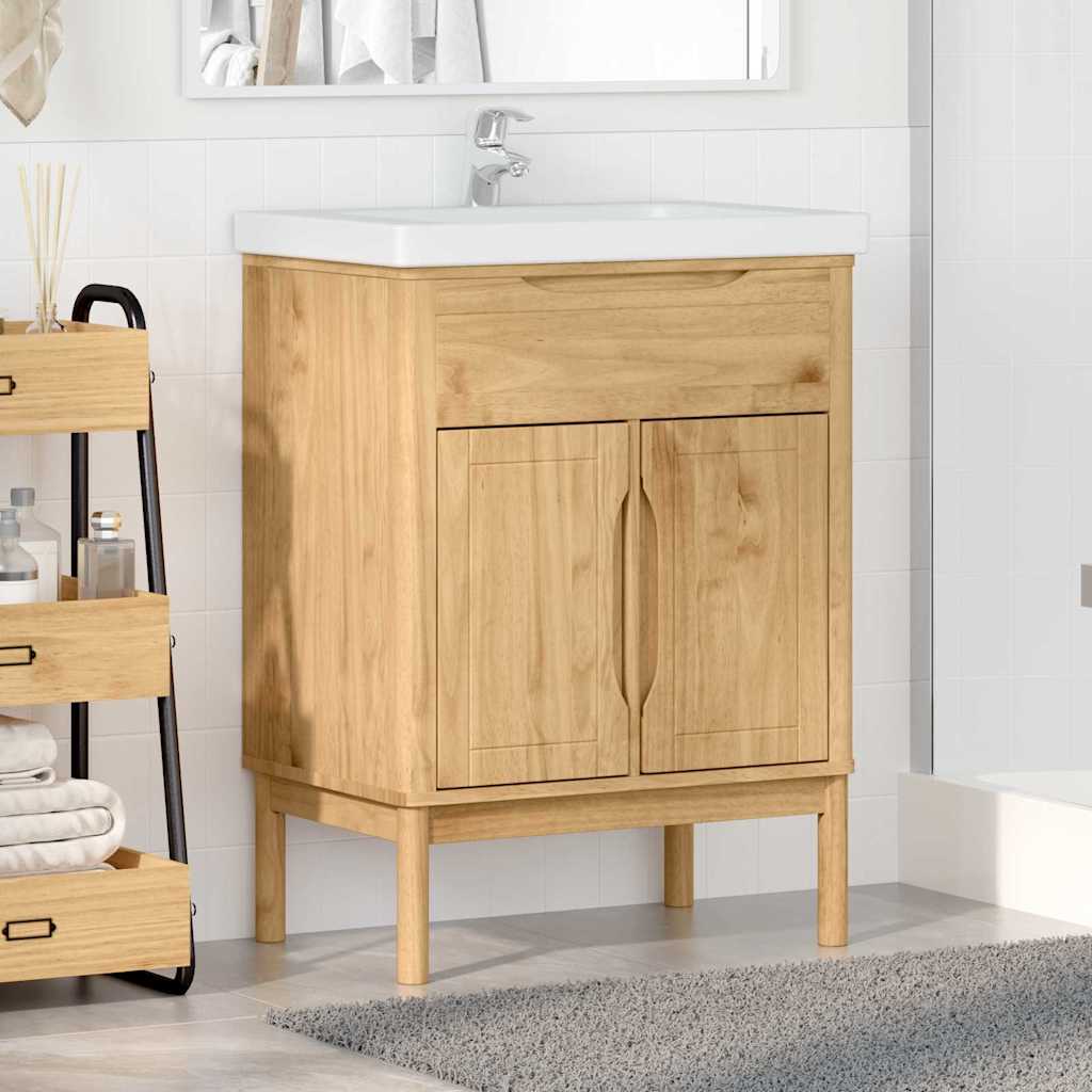 Waschbeckenschrank mit Regal FLORO Wachsbraun 60 x 40 x 80 cm
