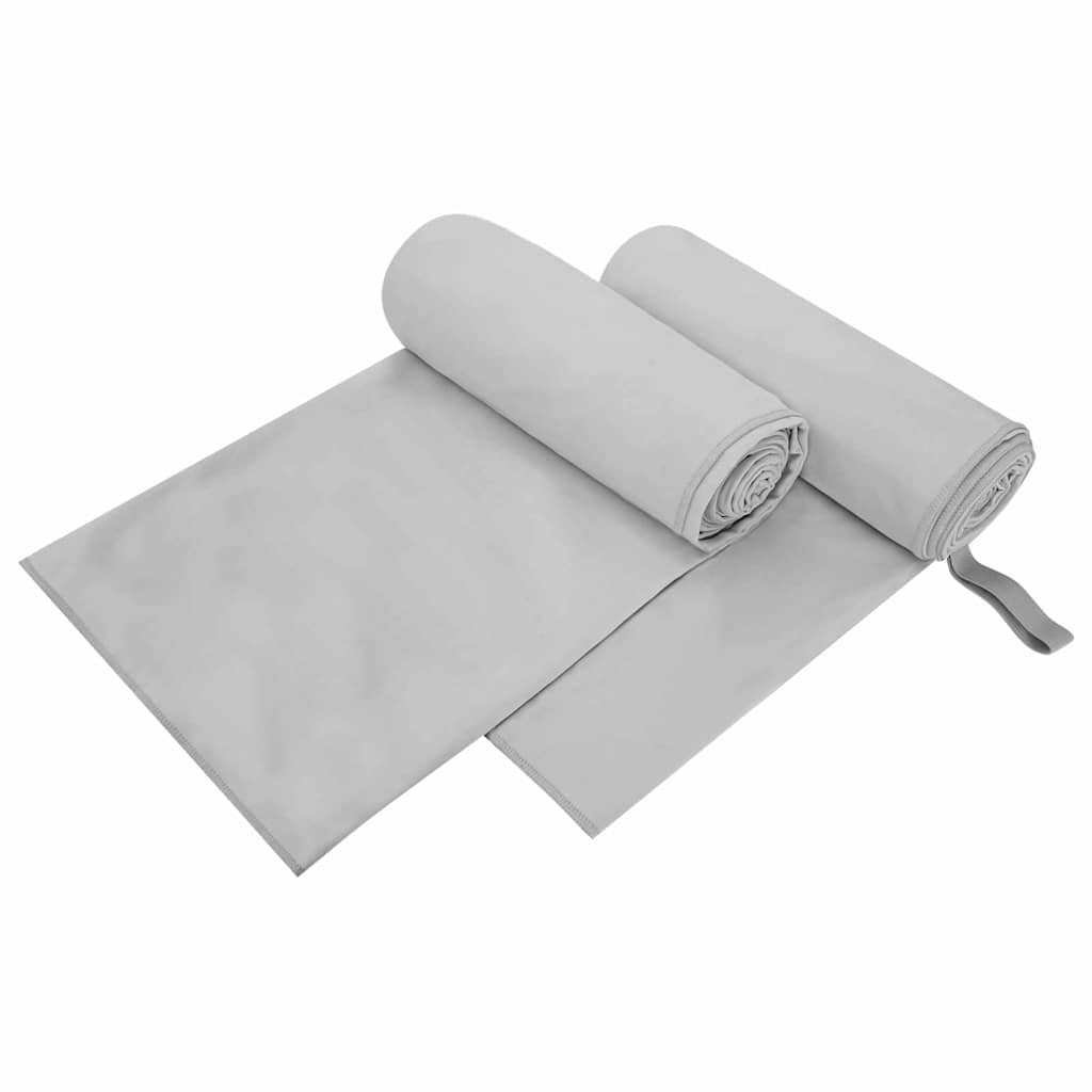 Sporthandtücher 2 pcs Grau 200 x 100 cm Polyester und Polyamid