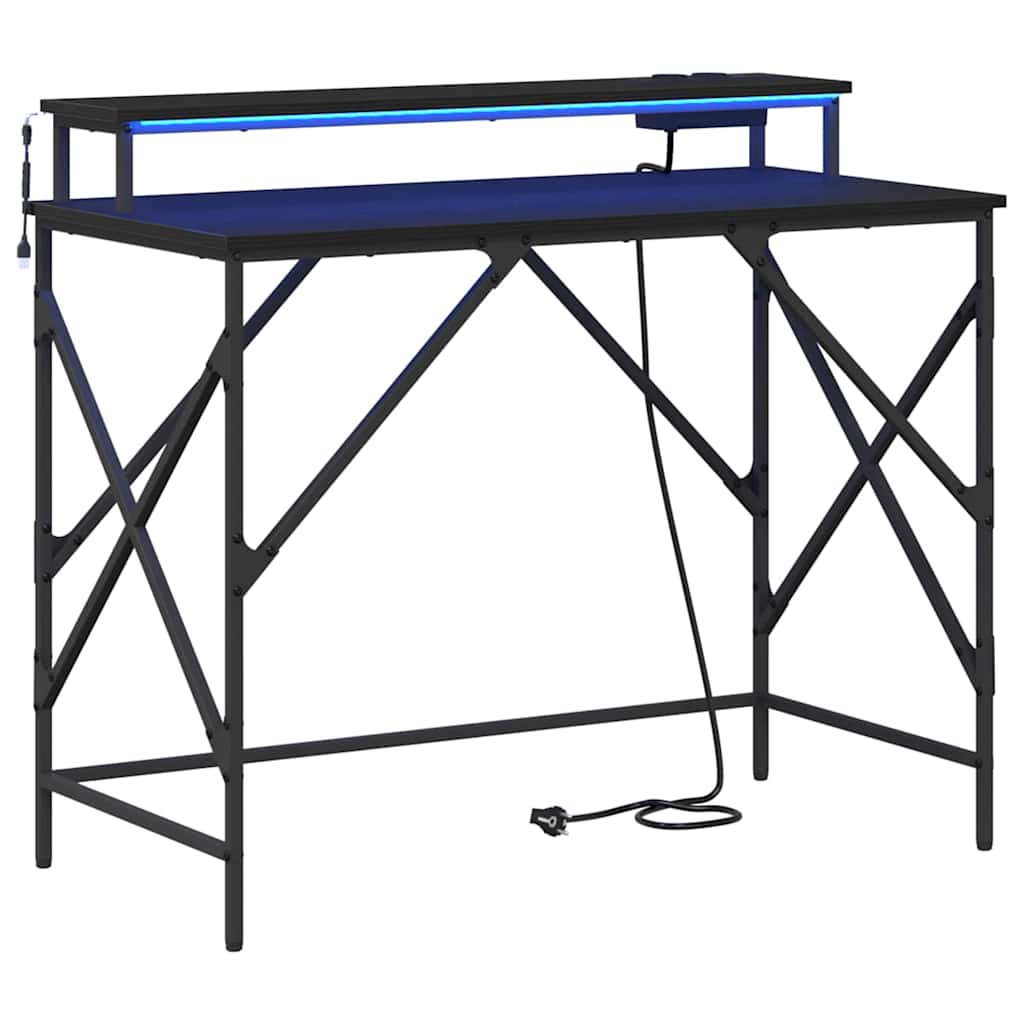 Schreibtisch mit Regal Schwarz Eichen-Optik 100 x 50 x 86,5 cm