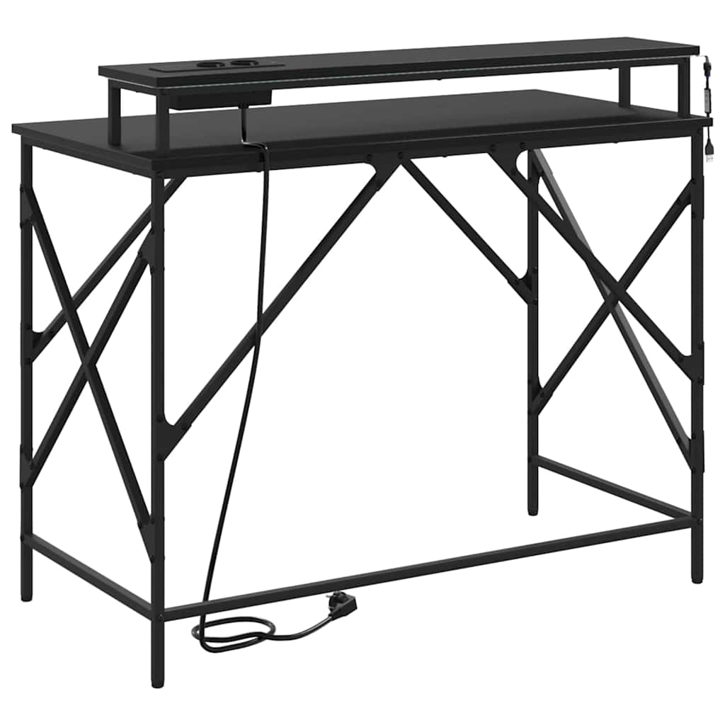 Schreibtisch mit Regal Schwarz Eichen-Optik 100 x 50 x 86,5 cm