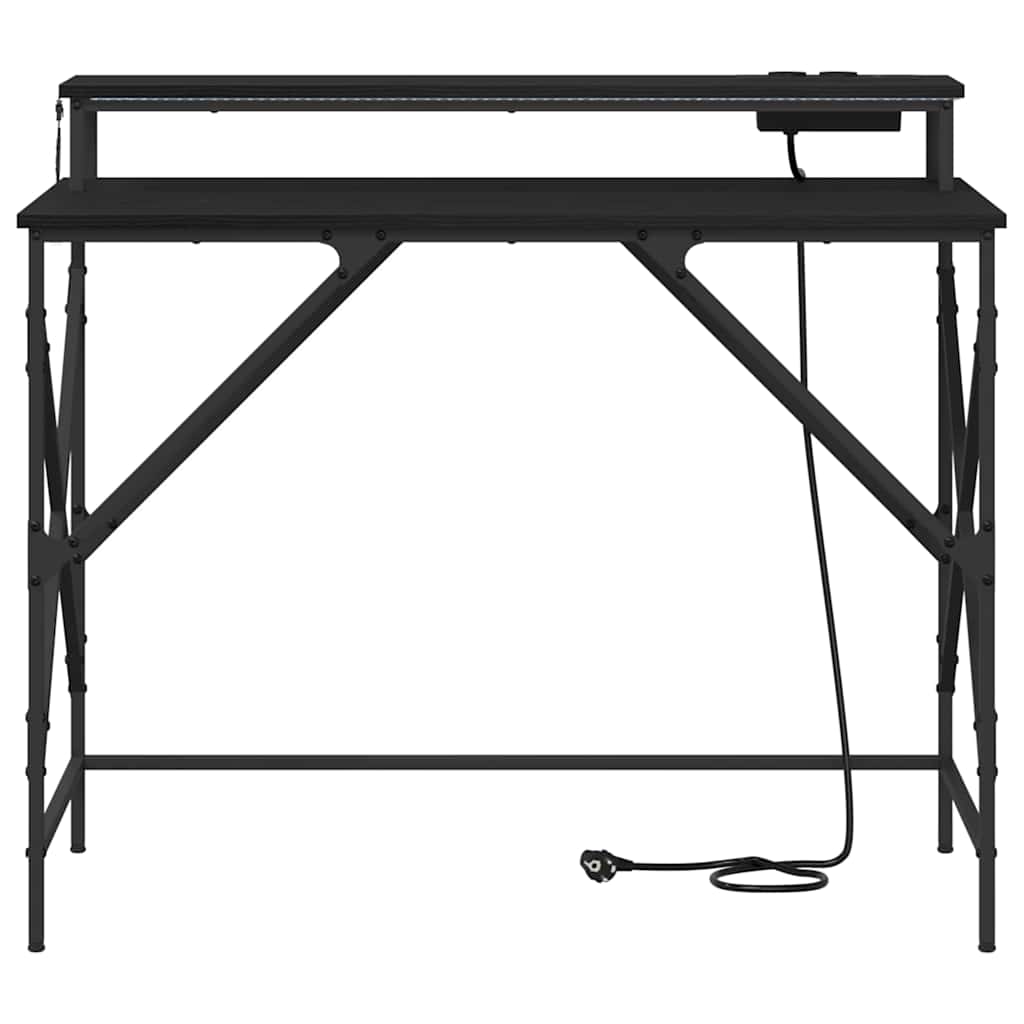 Schreibtisch mit Regal Schwarz Eichen-Optik 100 x 50 x 86,5 cm