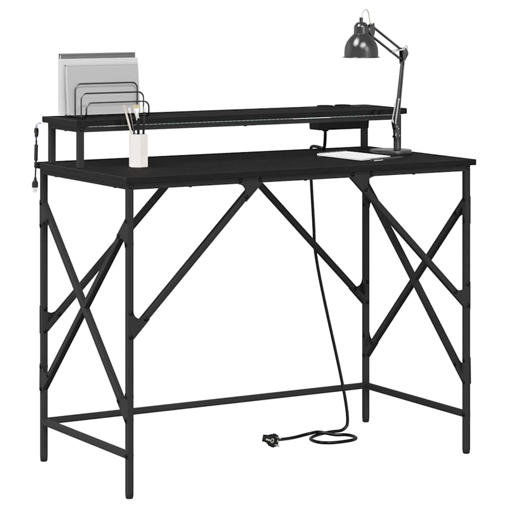 Schreibtisch mit Regal Schwarz Eichen-Optik 100 x 50 x 86,5 cm