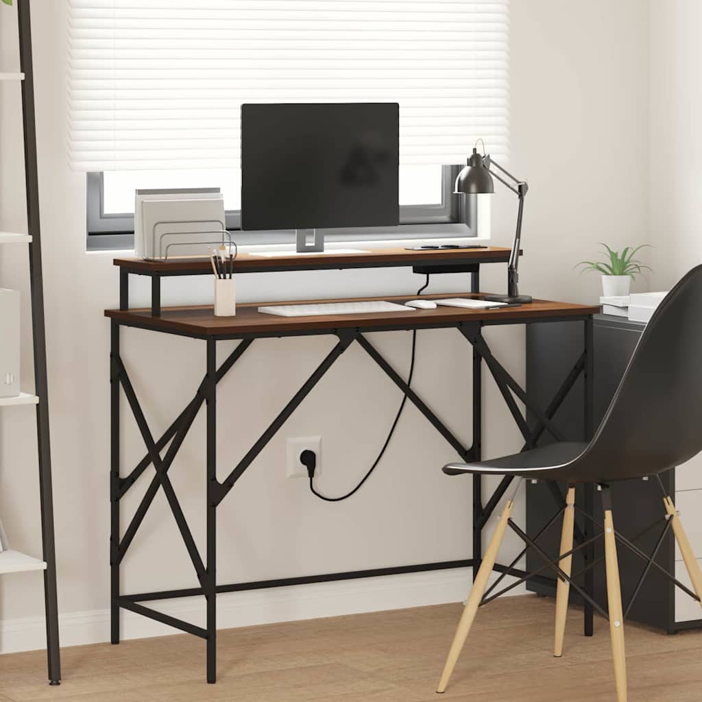Schreibtisch mit Regal Braun Eichen-Optik 100 x 50 x 86,5 cm