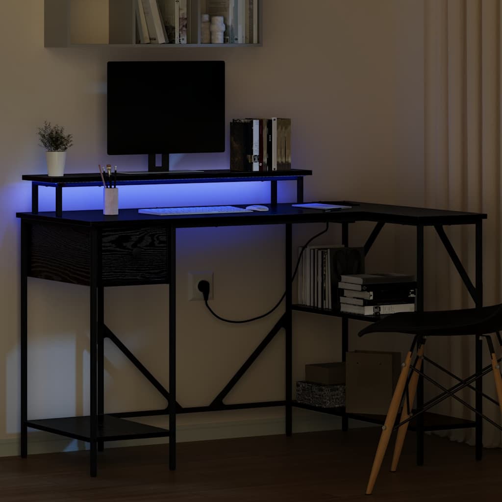 Schreibtisch mit Regal Schwarz Eichen-Optik 120 x 79 x 86,5 cm