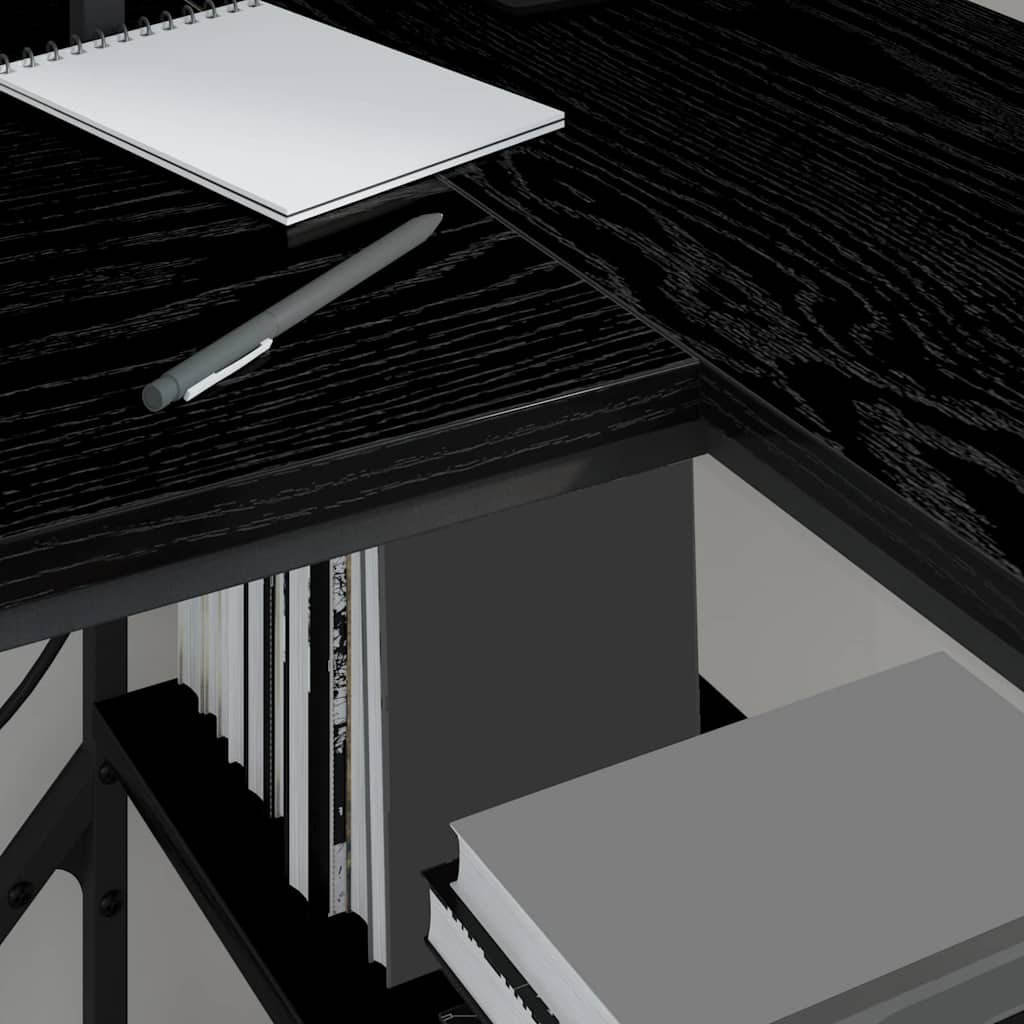 Schreibtisch mit Regal Schwarz Eichen-Optik 120 x 79 x 86,5 cm