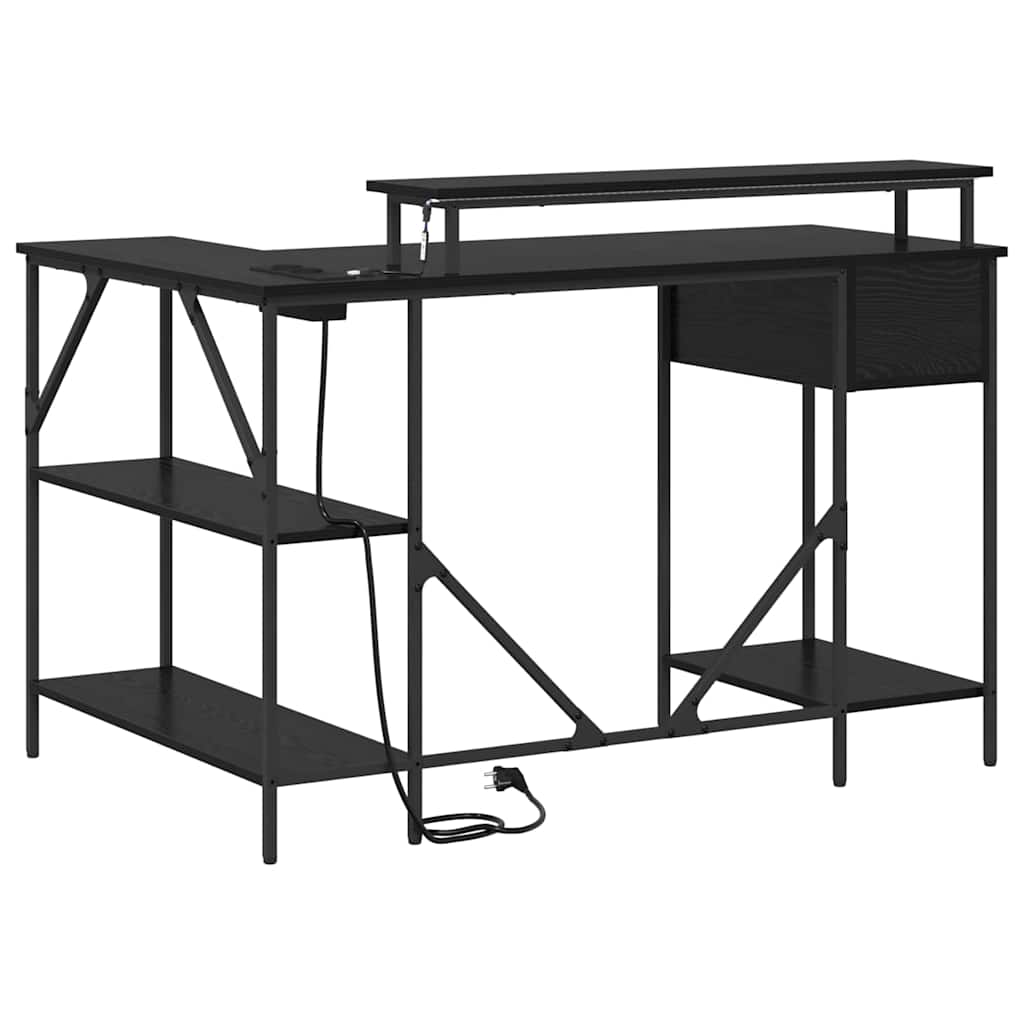 Schreibtisch mit Regal Schwarz Eichen-Optik 120 x 79 x 86,5 cm