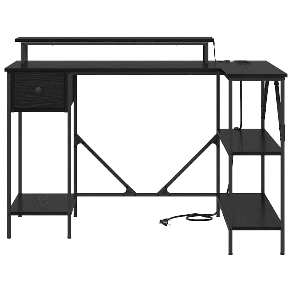 Schreibtisch mit Regal Schwarz Eichen-Optik 120 x 79 x 86,5 cm