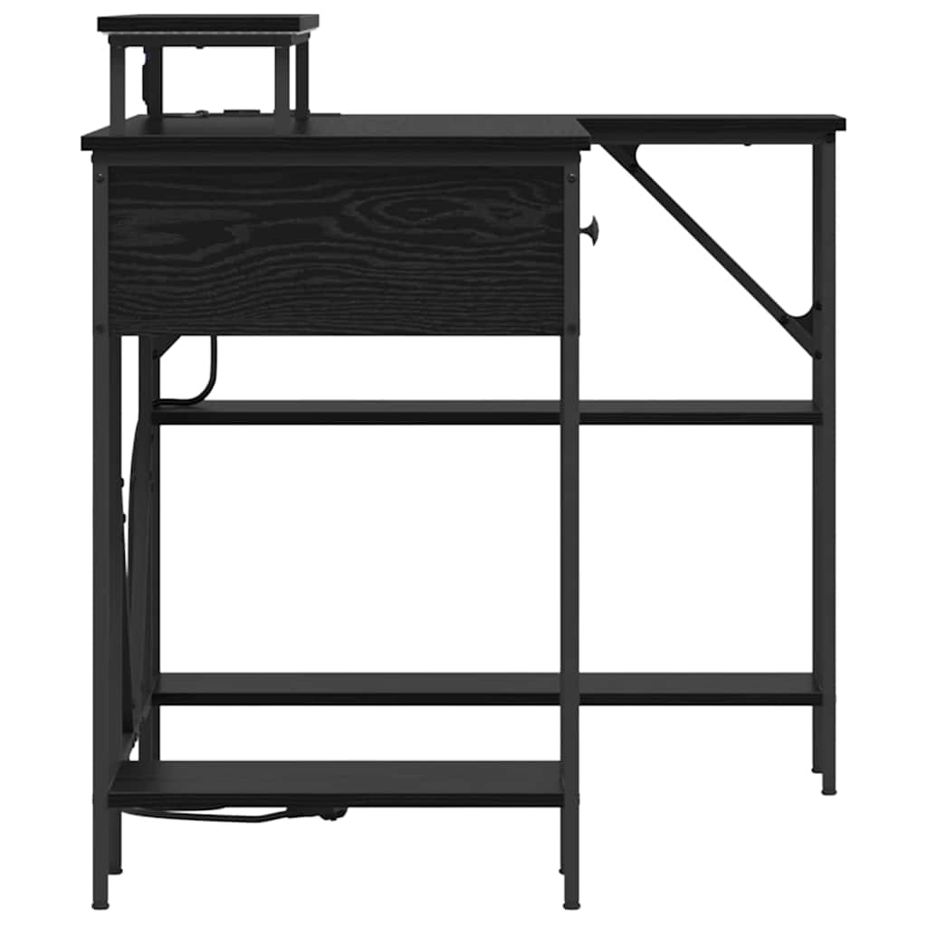 Schreibtisch mit Regal Schwarz Eichen-Optik 120 x 79 x 86,5 cm