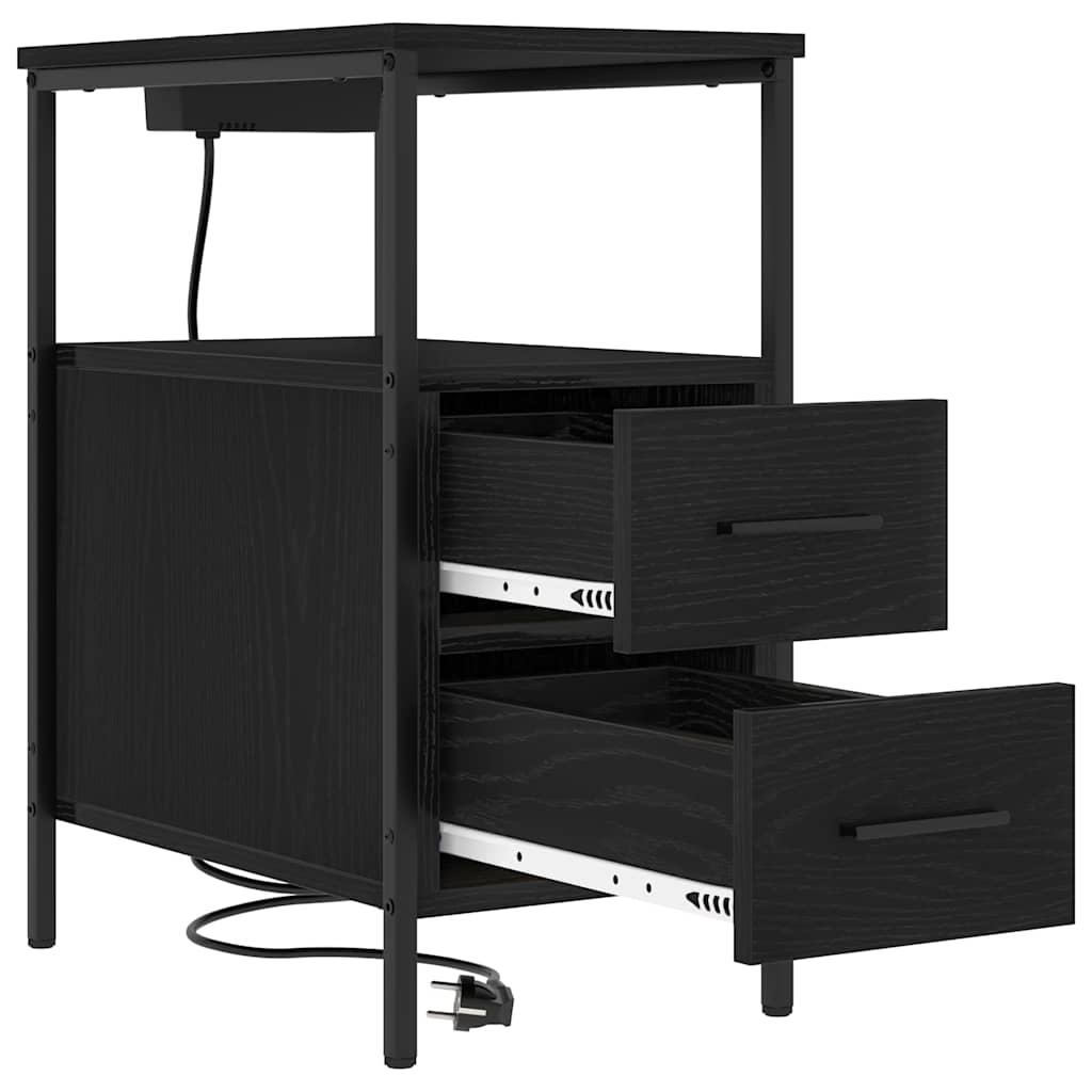 Nachttisch 2 pcs Schwarz Eichen-Optik 30 x 48 x 61 cm
