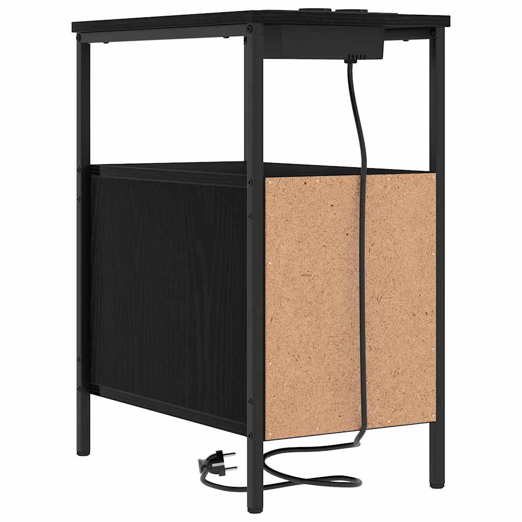 Nachttisch 2 pcs Schwarz Eichen-Optik 30 x 48 x 61 cm