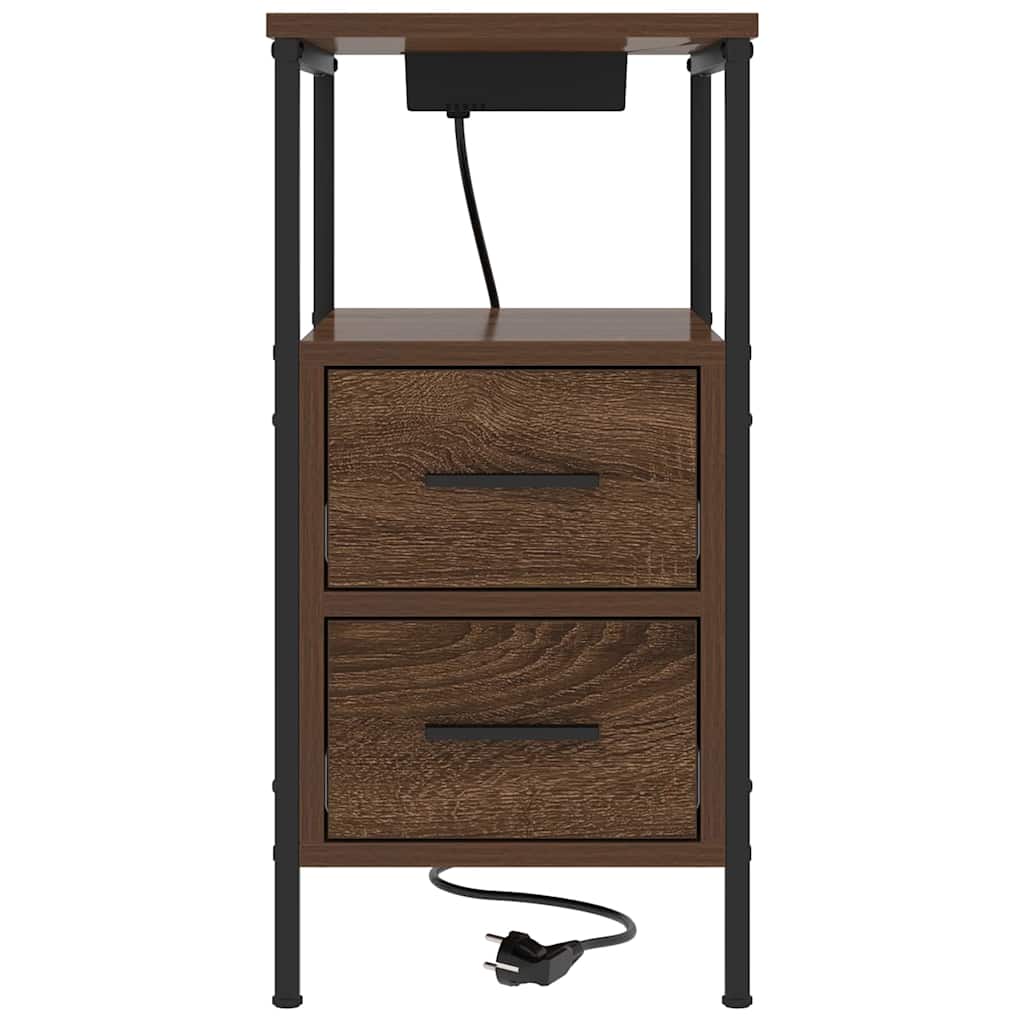 Nachttisch 2 pcs Braun Eichen-Optik 30 x 48 x 61 cm