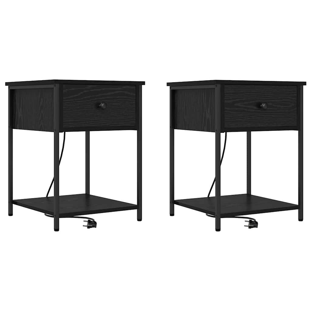 Nachttisch 2 pcs Schwarz Eichen-Optik 42 x 41 x 56 cm