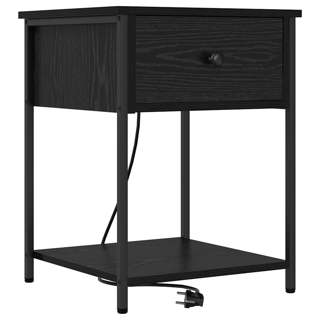 Nachttisch 2 pcs Schwarz Eichen-Optik 42 x 41 x 56 cm