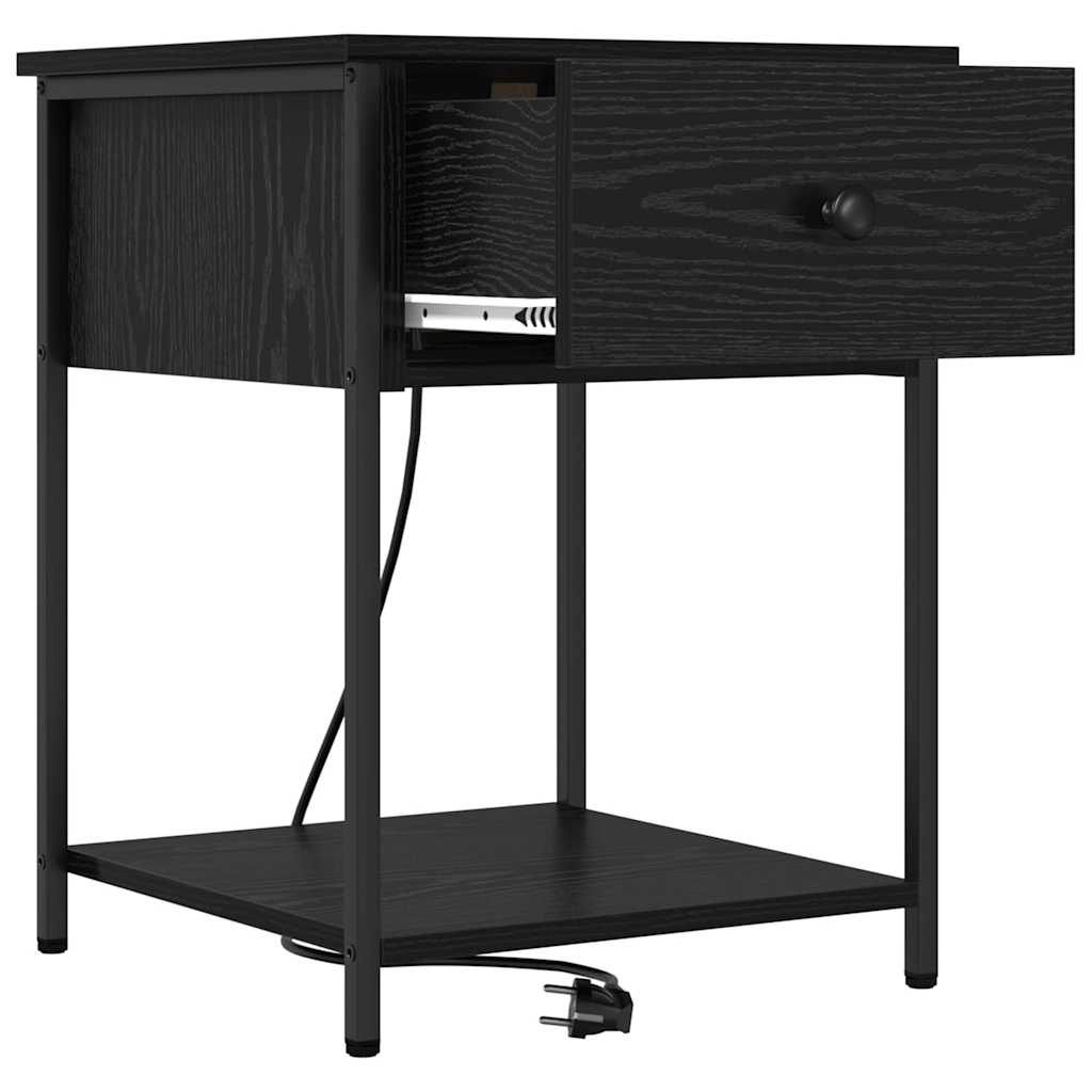 Nachttisch 2 pcs Schwarz Eichen-Optik 42 x 41 x 56 cm