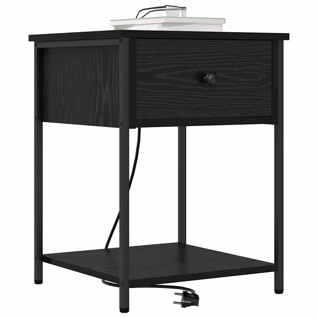 Nachttisch 2 pcs Schwarz Eichen-Optik 42 x 41 x 56 cm