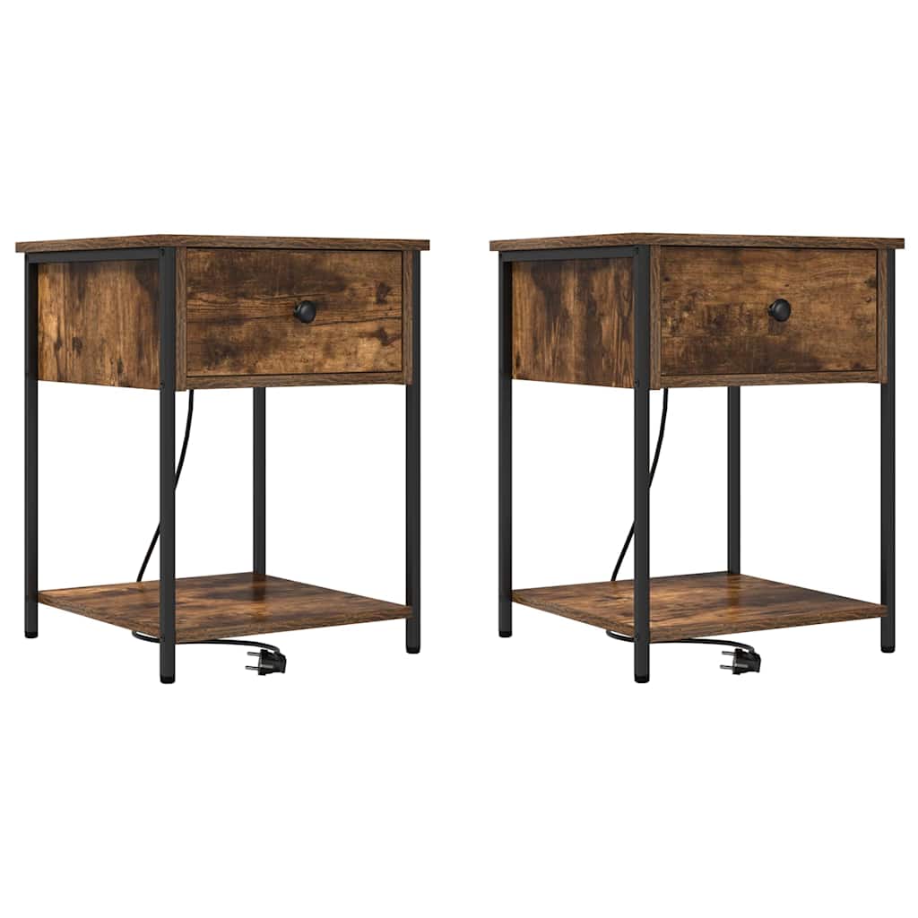 Nachttisch 2 pcs Geräucherte Eiche 42 x 41 x 56 cm