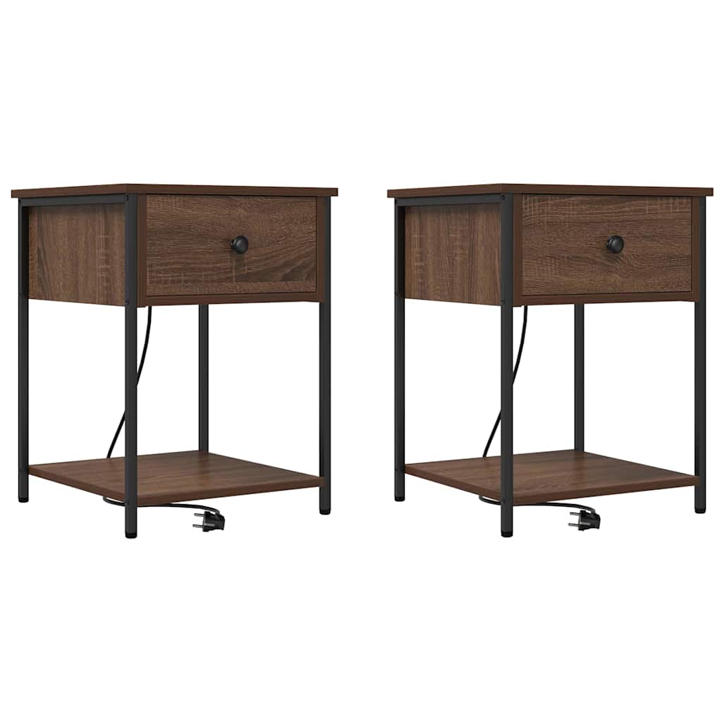 Nachttisch 2 pcs Braun Eichen-Optik 42 x 41 x 56 cm