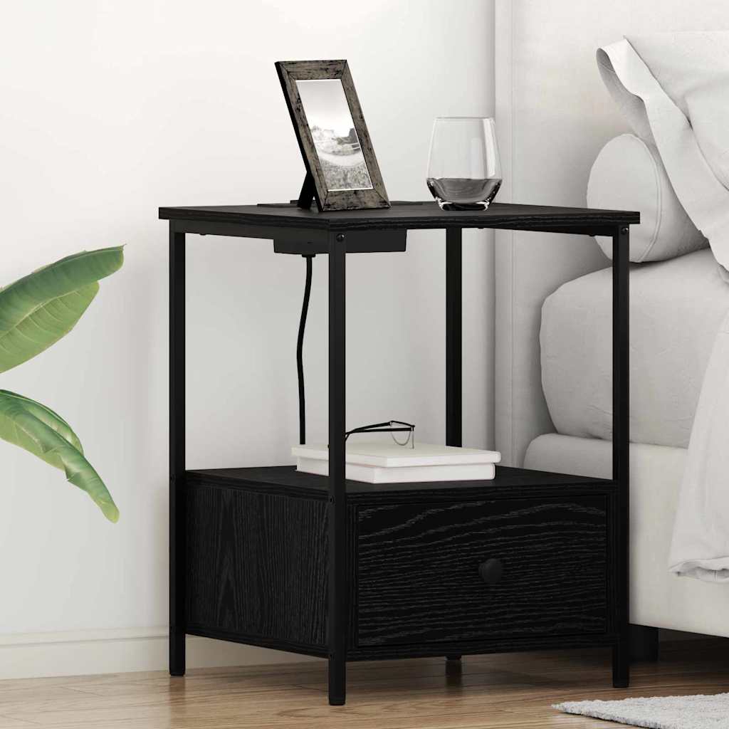 Nachttisch 2 pcs Schwarz Eichen-Optik 42 x 41 x 56 cm