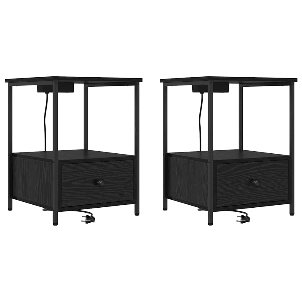 Nachttisch 2 pcs Schwarz Eichen-Optik 42 x 41 x 56 cm