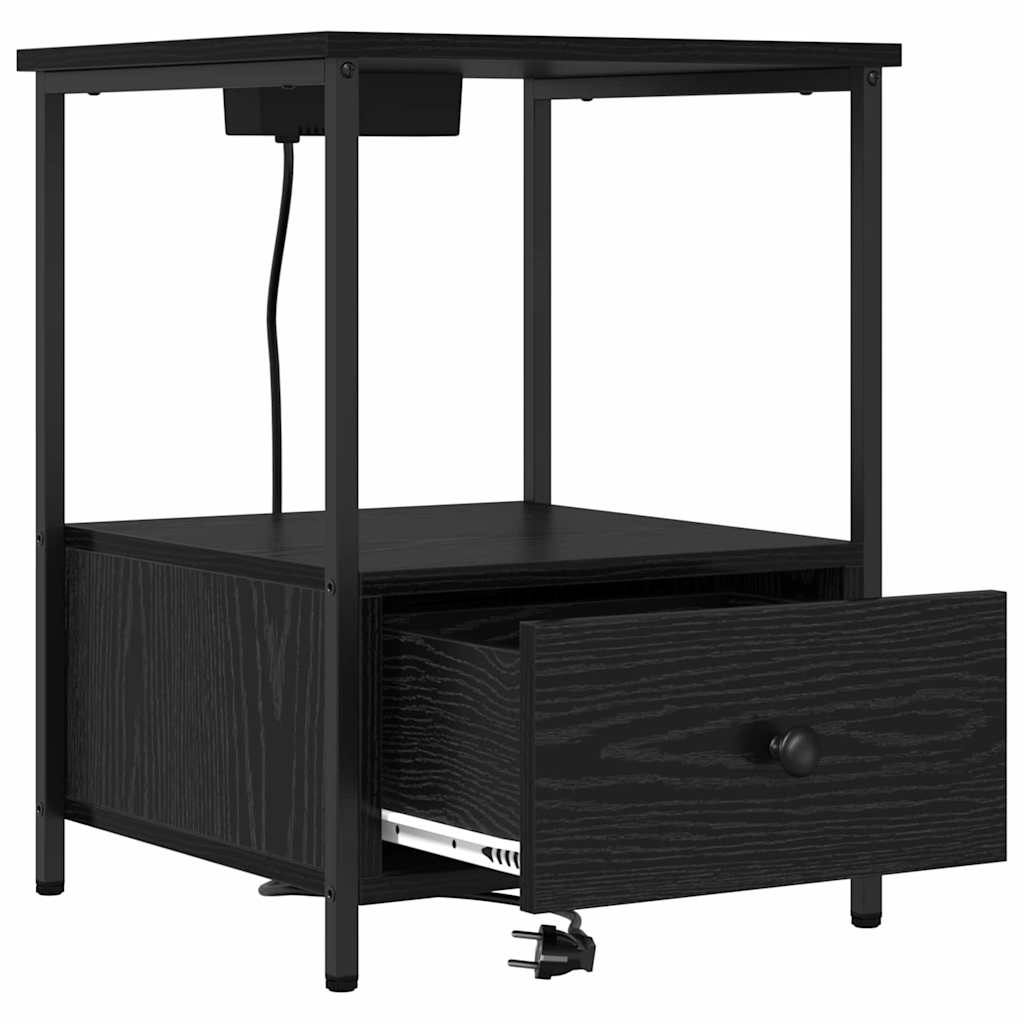 Nachttisch 2 pcs Schwarz Eichen-Optik 42 x 41 x 56 cm