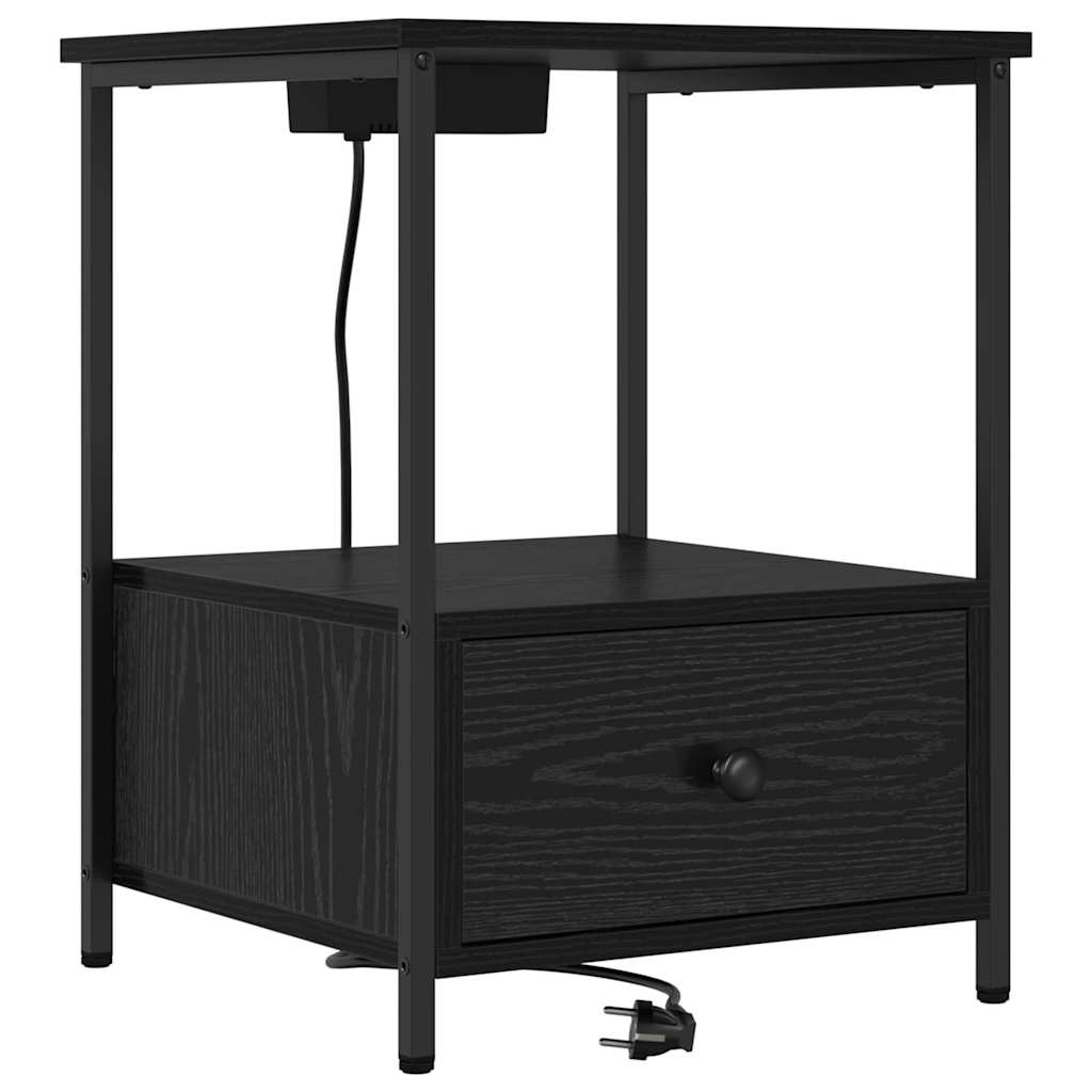 Nachttisch 2 pcs Schwarz Eichen-Optik 42 x 41 x 56 cm