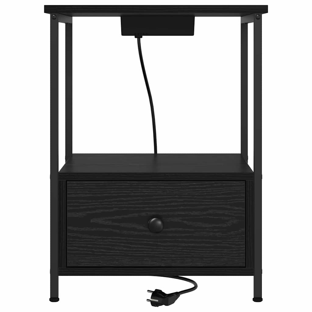 Nachttisch 2 pcs Schwarz Eichen-Optik 42 x 41 x 56 cm
