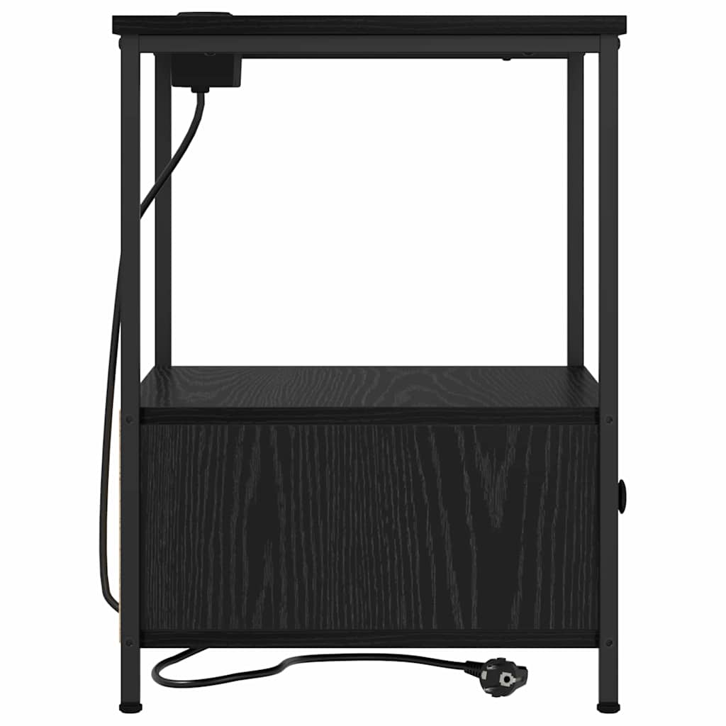 Nachttisch 2 pcs Schwarz Eichen-Optik 42 x 41 x 56 cm