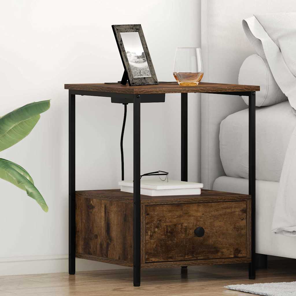 Nachttisch mit Speicher 2 pcs Geräucherte Eiche 42 x 41 x 56 cm