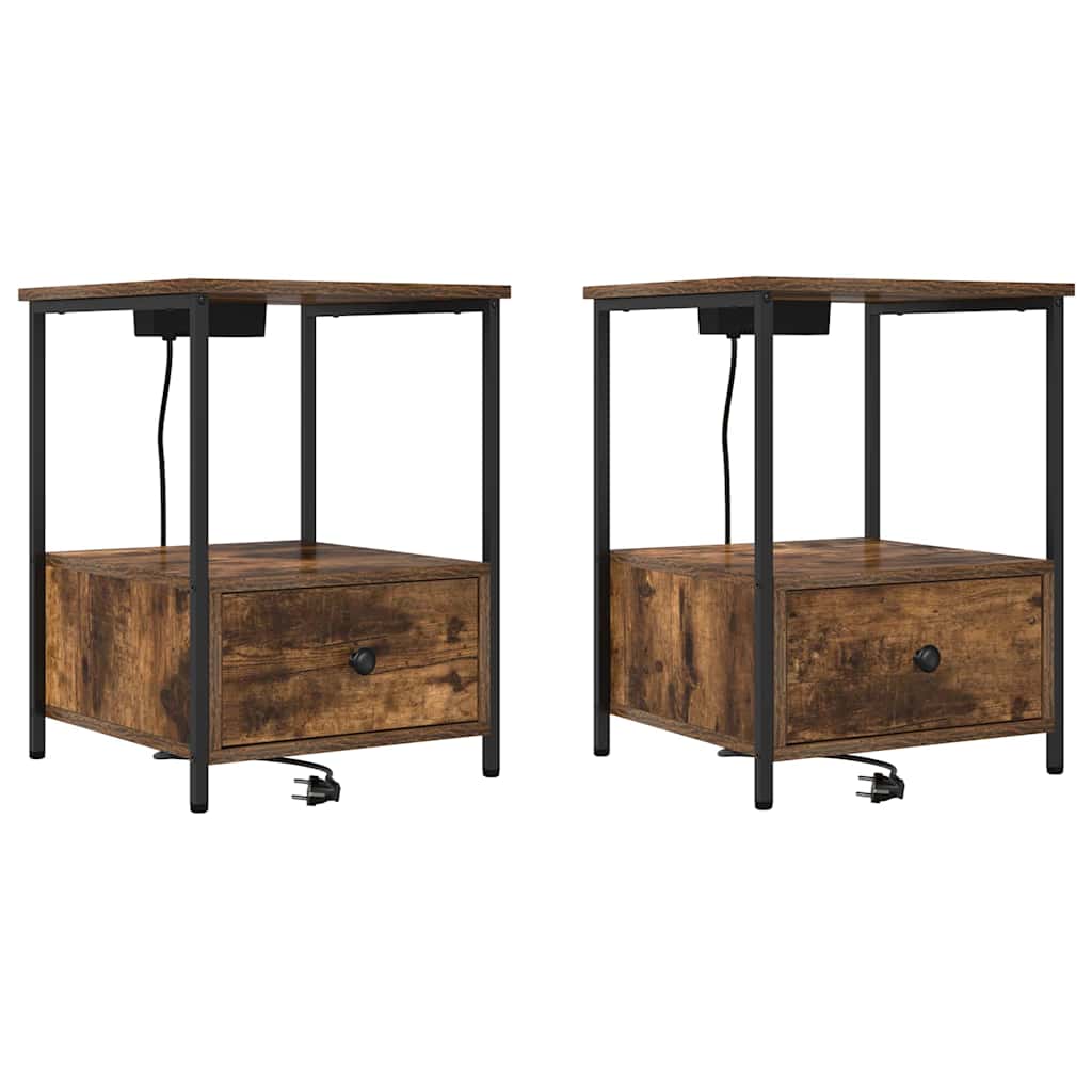 Nachttisch mit Speicher 2 pcs Geräucherte Eiche 42 x 41 x 56 cm
