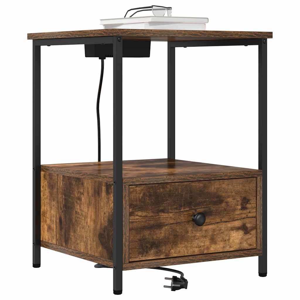Nachttisch mit Speicher 2 pcs Geräucherte Eiche 42 x 41 x 56 cm