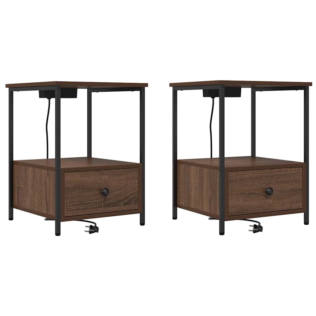 Nachttisch 2 pcs Braun Eichen-Optik 42 x 41 x 56 cm