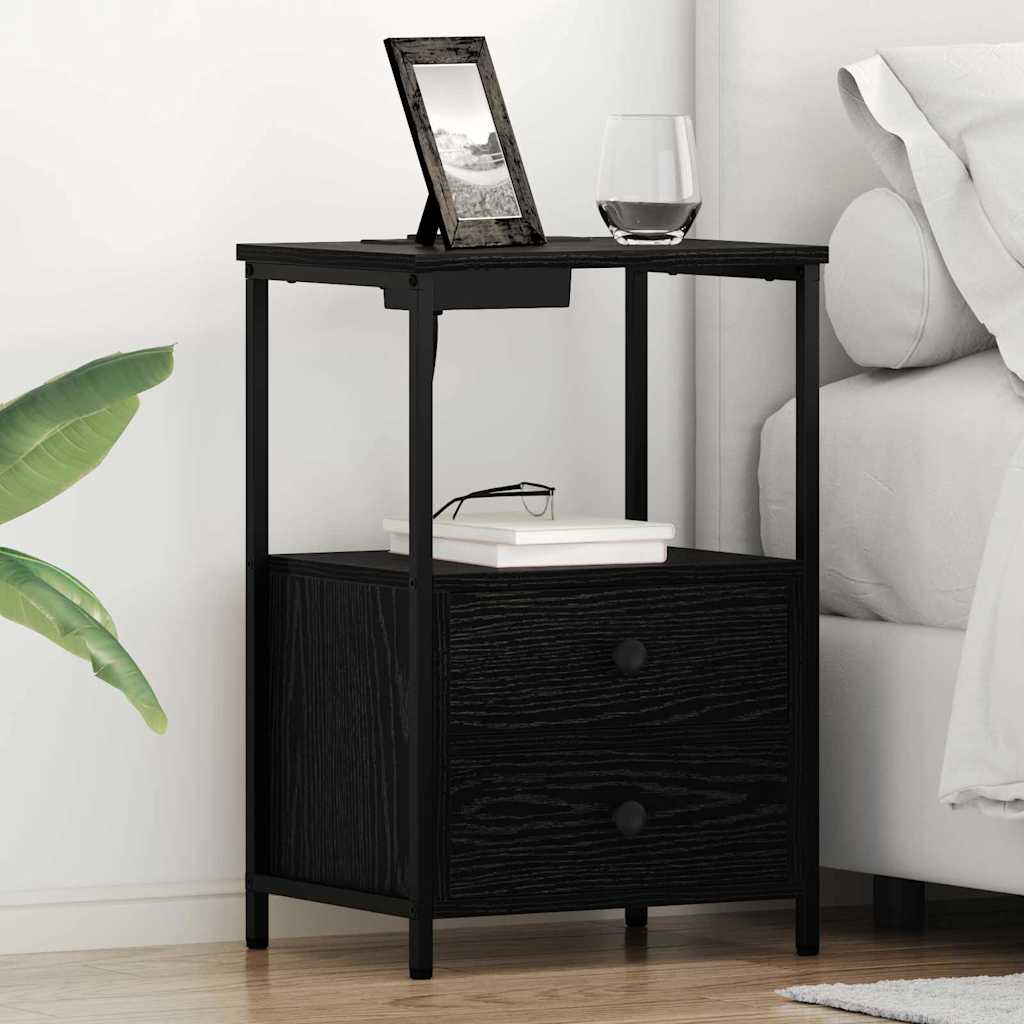 Nachttisch 2 pcs Schwarz Eichen-Optik 40 x 31 x 60 cm
