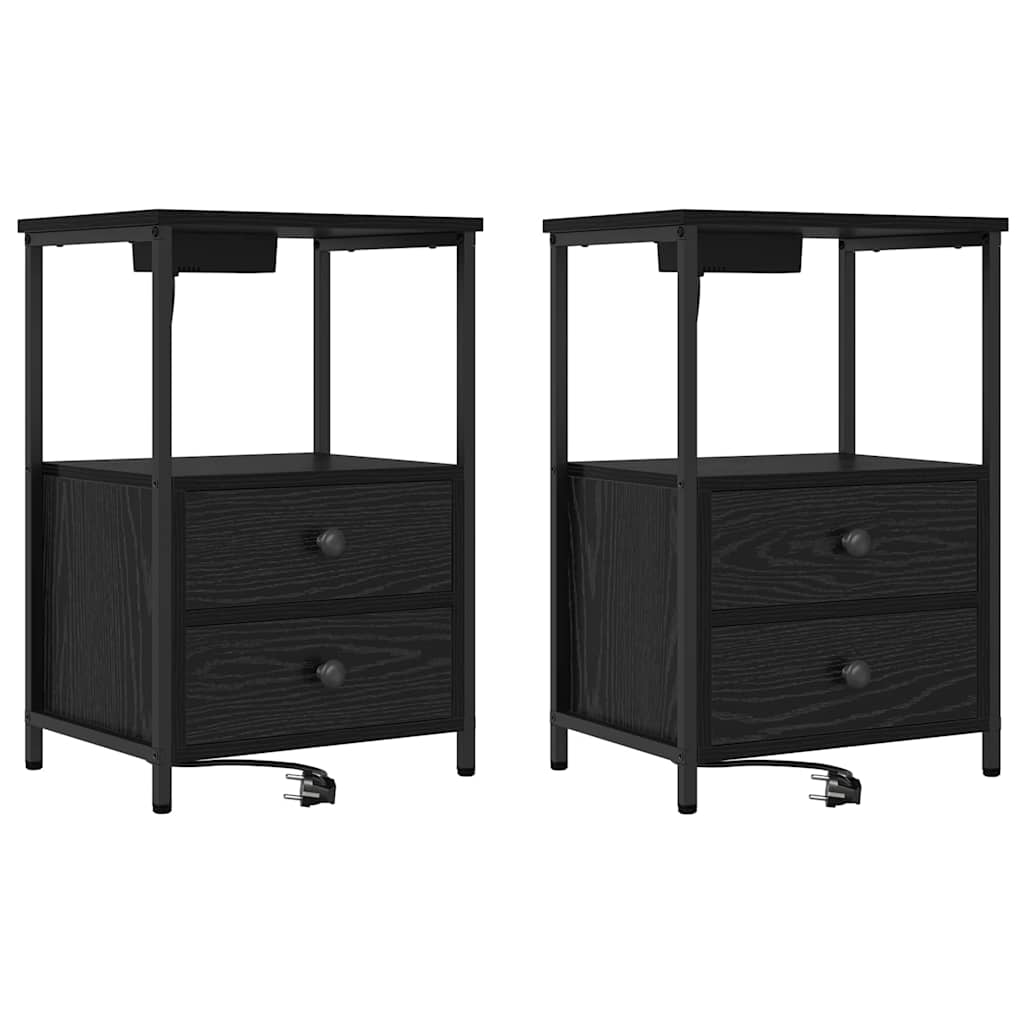 Nachttisch 2 pcs Schwarz Eichen-Optik 40 x 31 x 60 cm