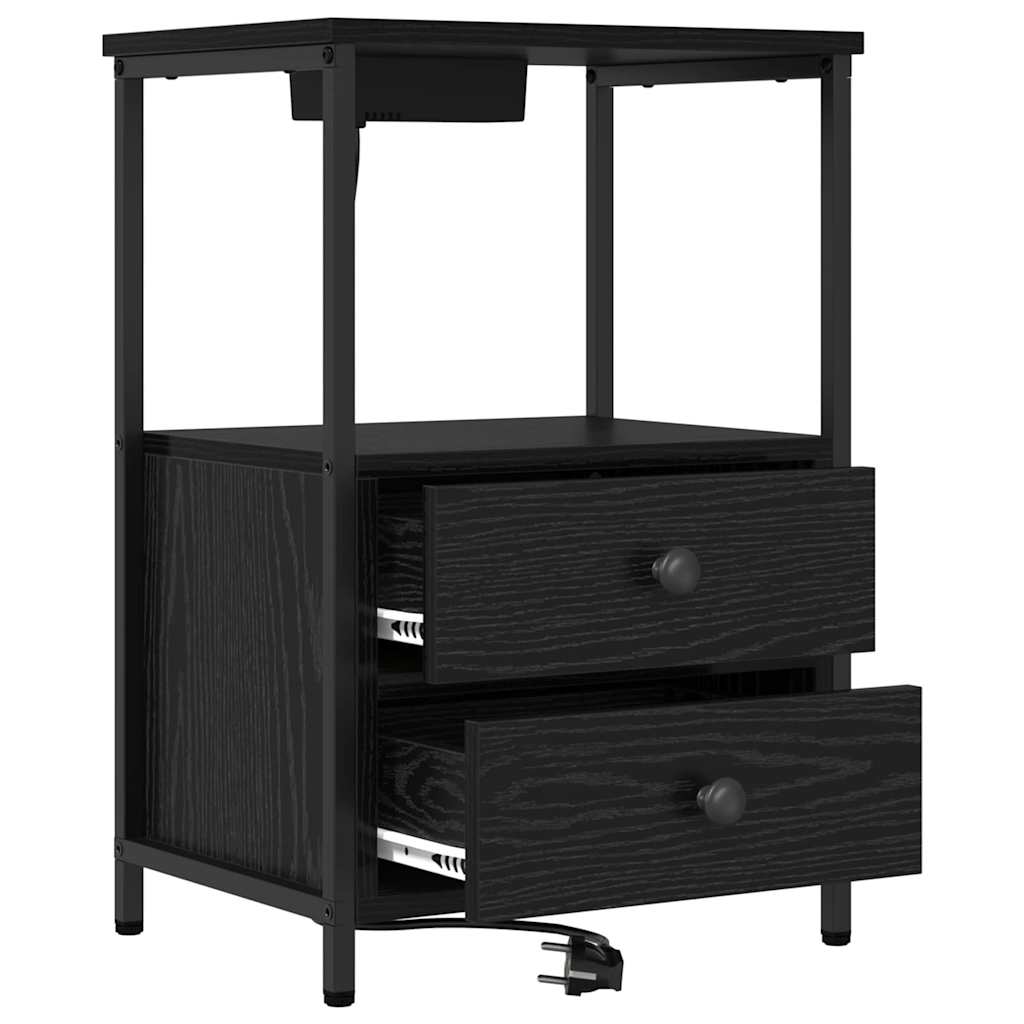Nachttisch 2 pcs Schwarz Eichen-Optik 40 x 31 x 60 cm