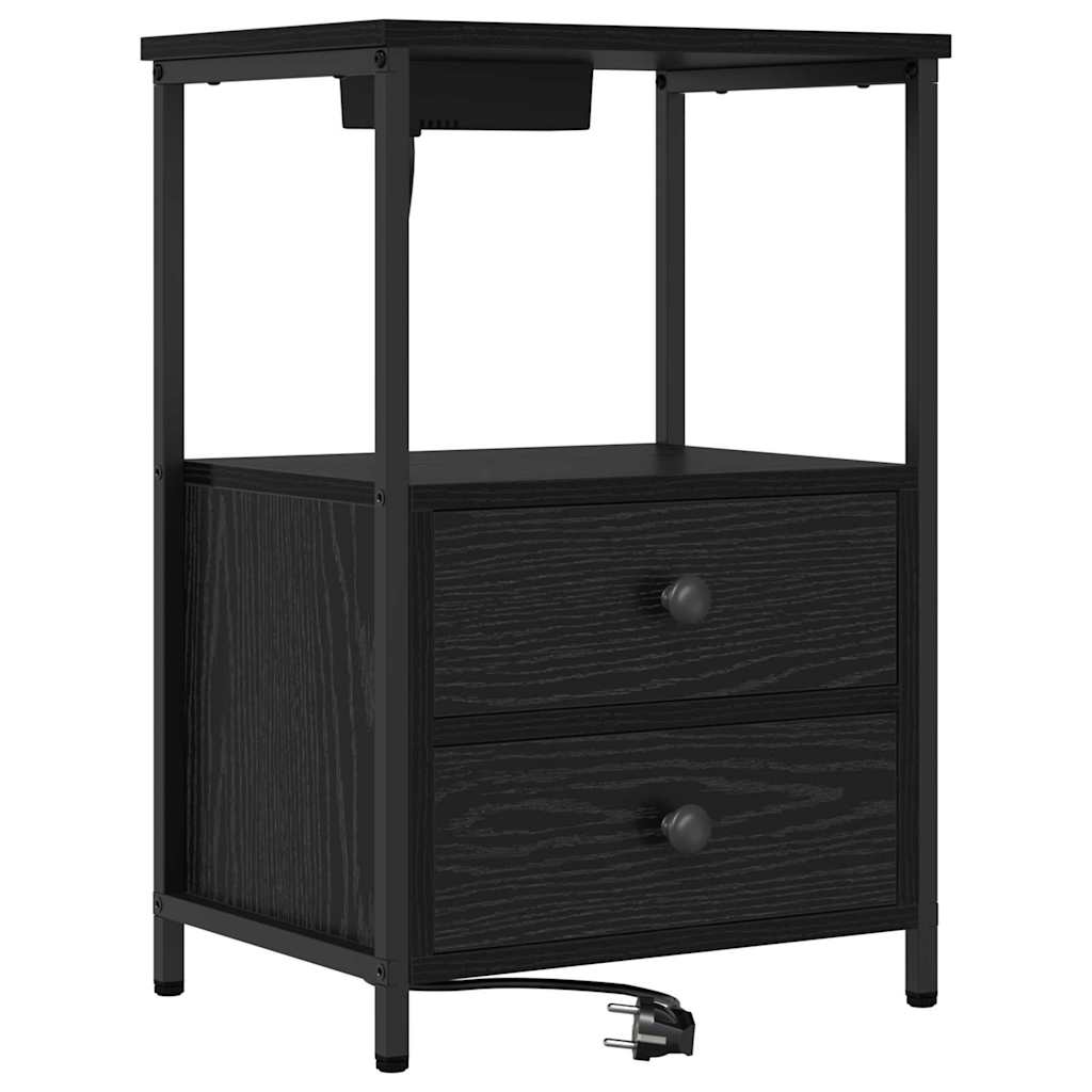 Nachttisch 2 pcs Schwarz Eichen-Optik 40 x 31 x 60 cm