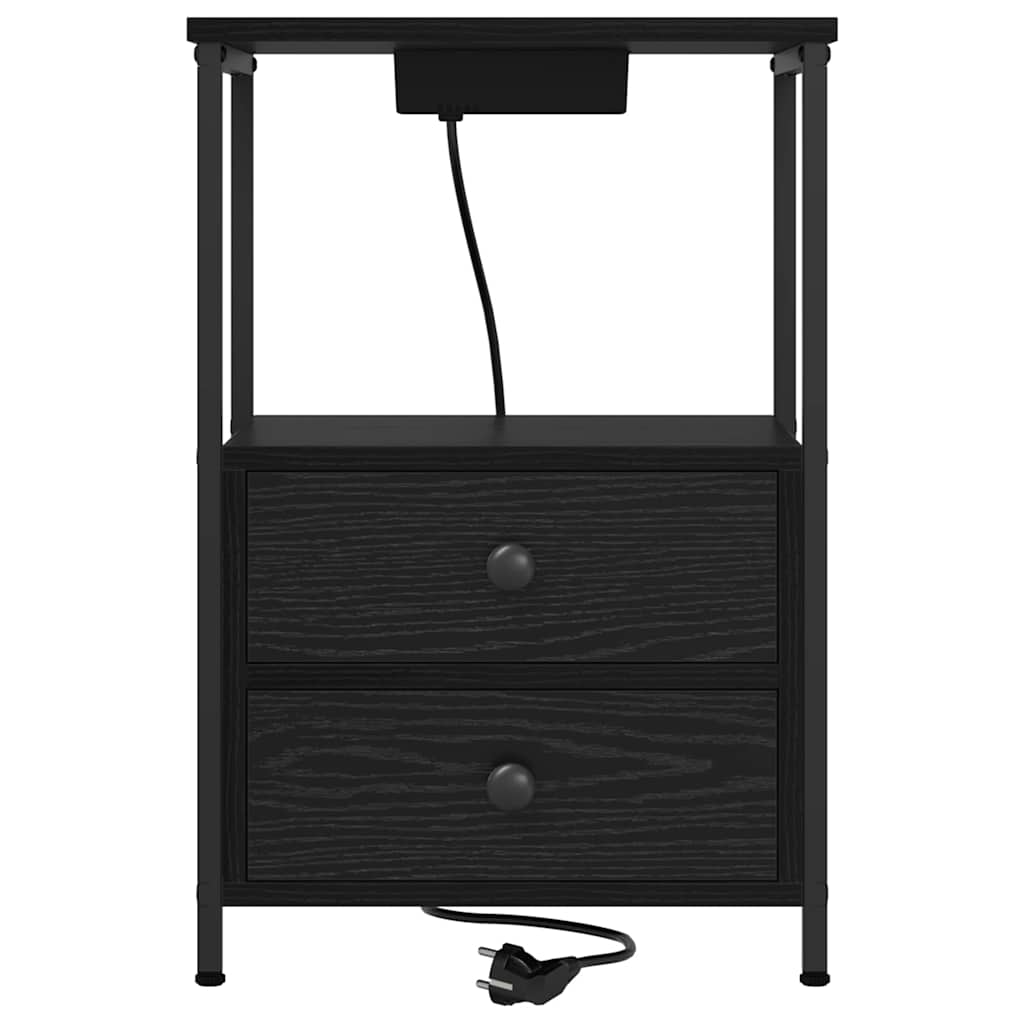 Nachttisch 2 pcs Schwarz Eichen-Optik 40 x 31 x 60 cm