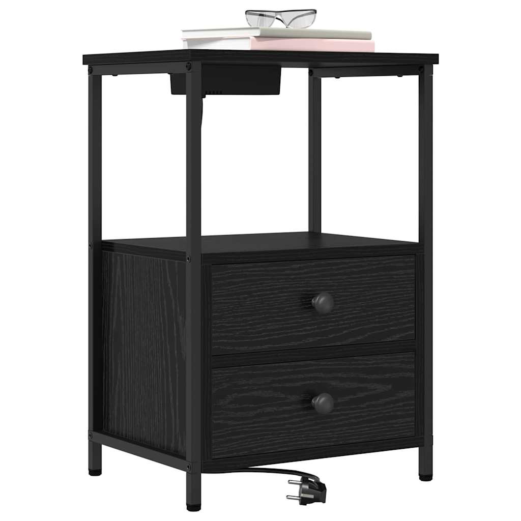 Nachttisch 2 pcs Schwarz Eichen-Optik 40 x 31 x 60 cm