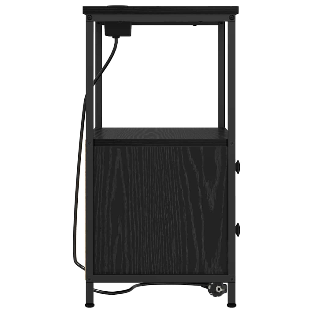 Nachttisch 2 pcs Schwarz Eichen-Optik 40 x 31 x 60 cm
