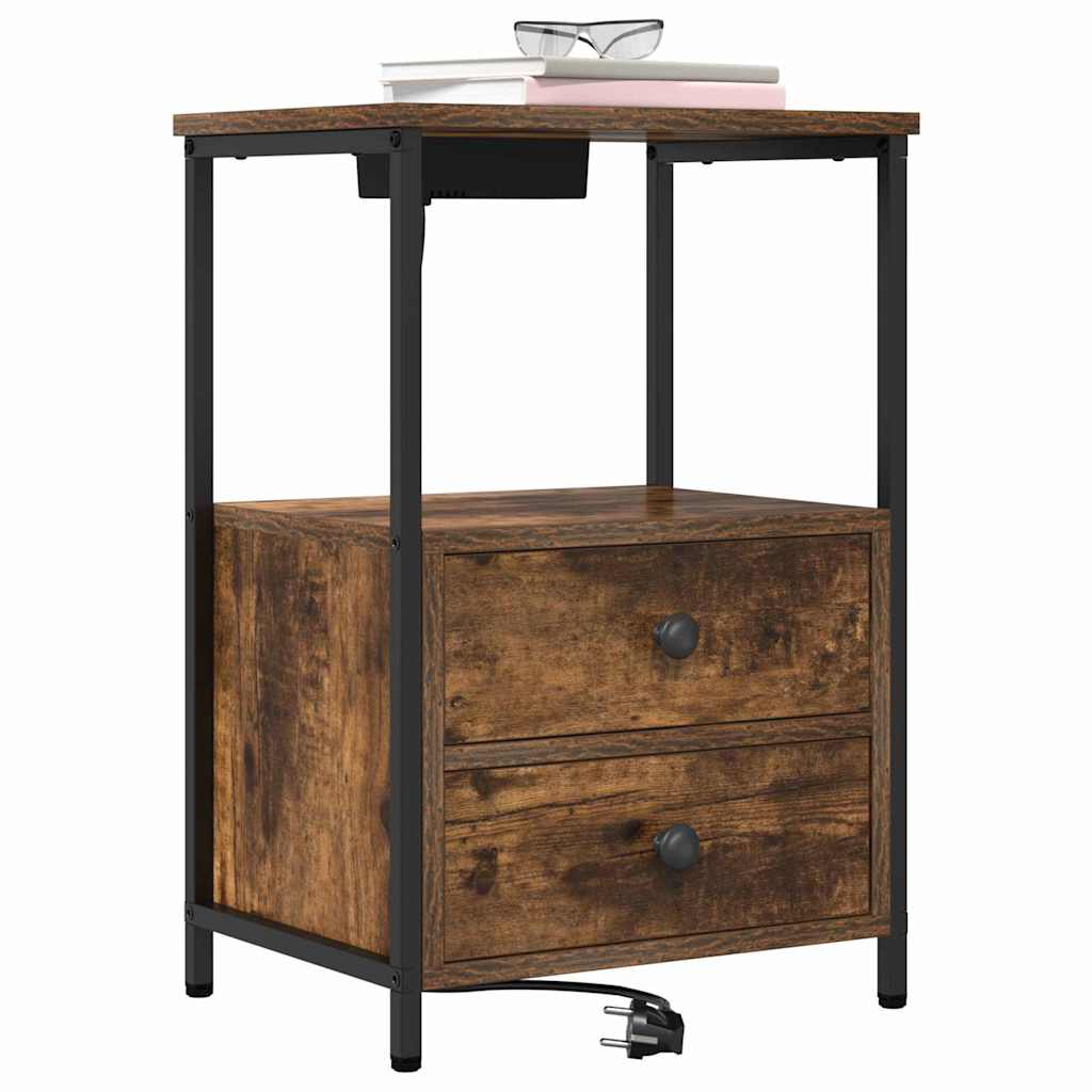 Nachttisch mit Speicher 2 pcs Geräucherte Eiche 40 x 31 x 60 cm