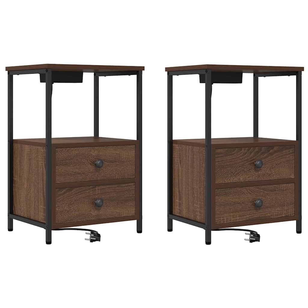Nachttisch 2 pcs Braun Eichen-Optik 40 x 31 x 60 cm