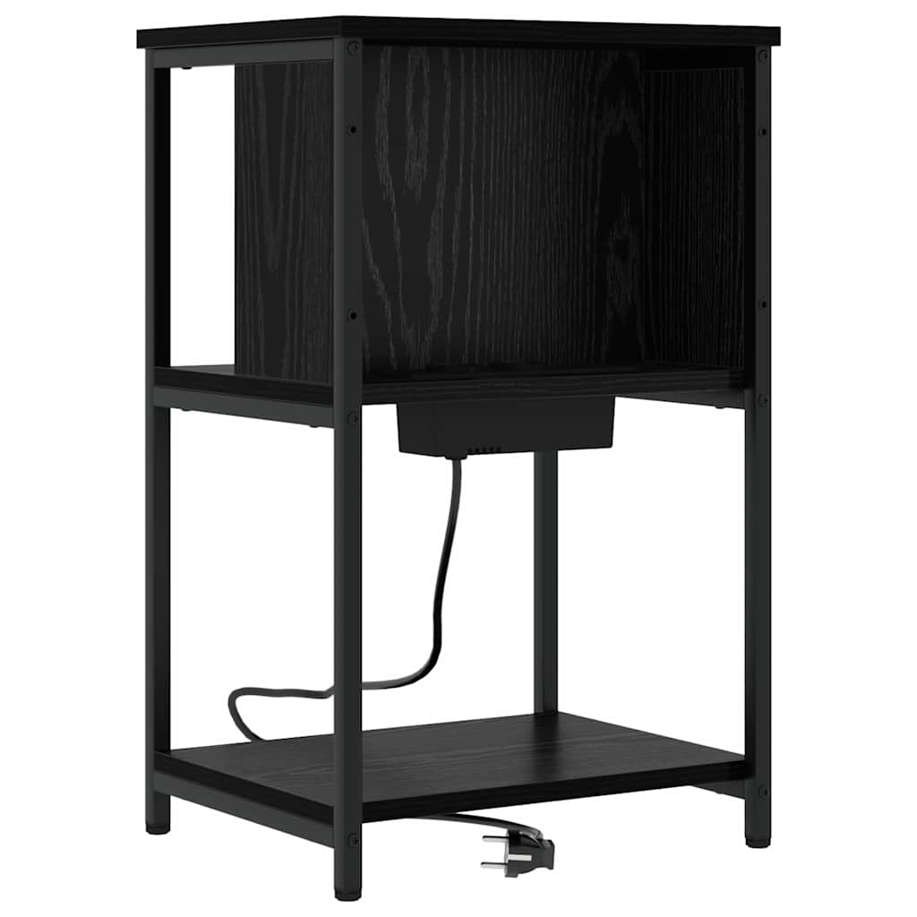 Nachttisch 2 pcs Schwarz Eichen-Optik 38 x 31 x 61 cm