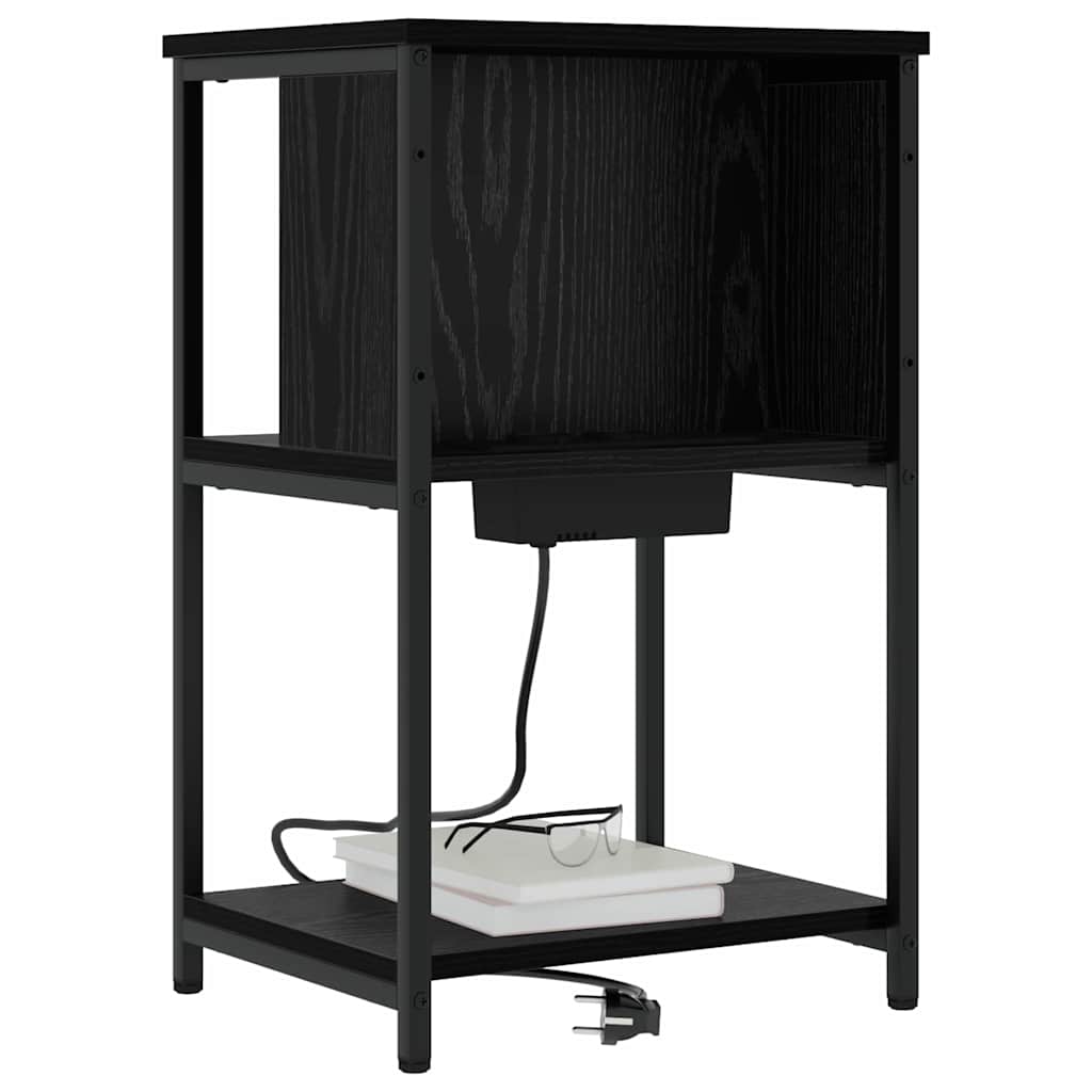 Nachttisch 2 pcs Schwarz Eichen-Optik 38 x 31 x 61 cm