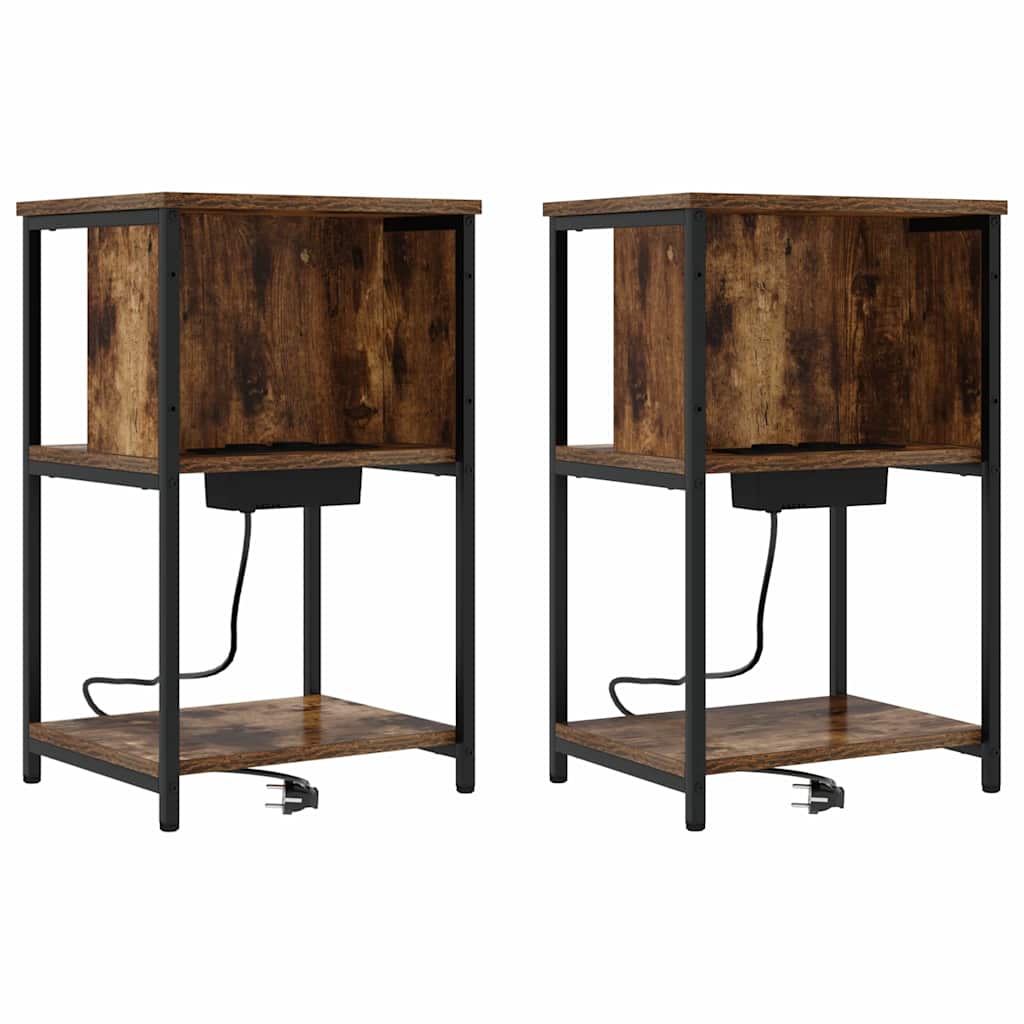 Nachttisch 2 pcs Geräucherte Eiche 38 x 31 x 61 cm