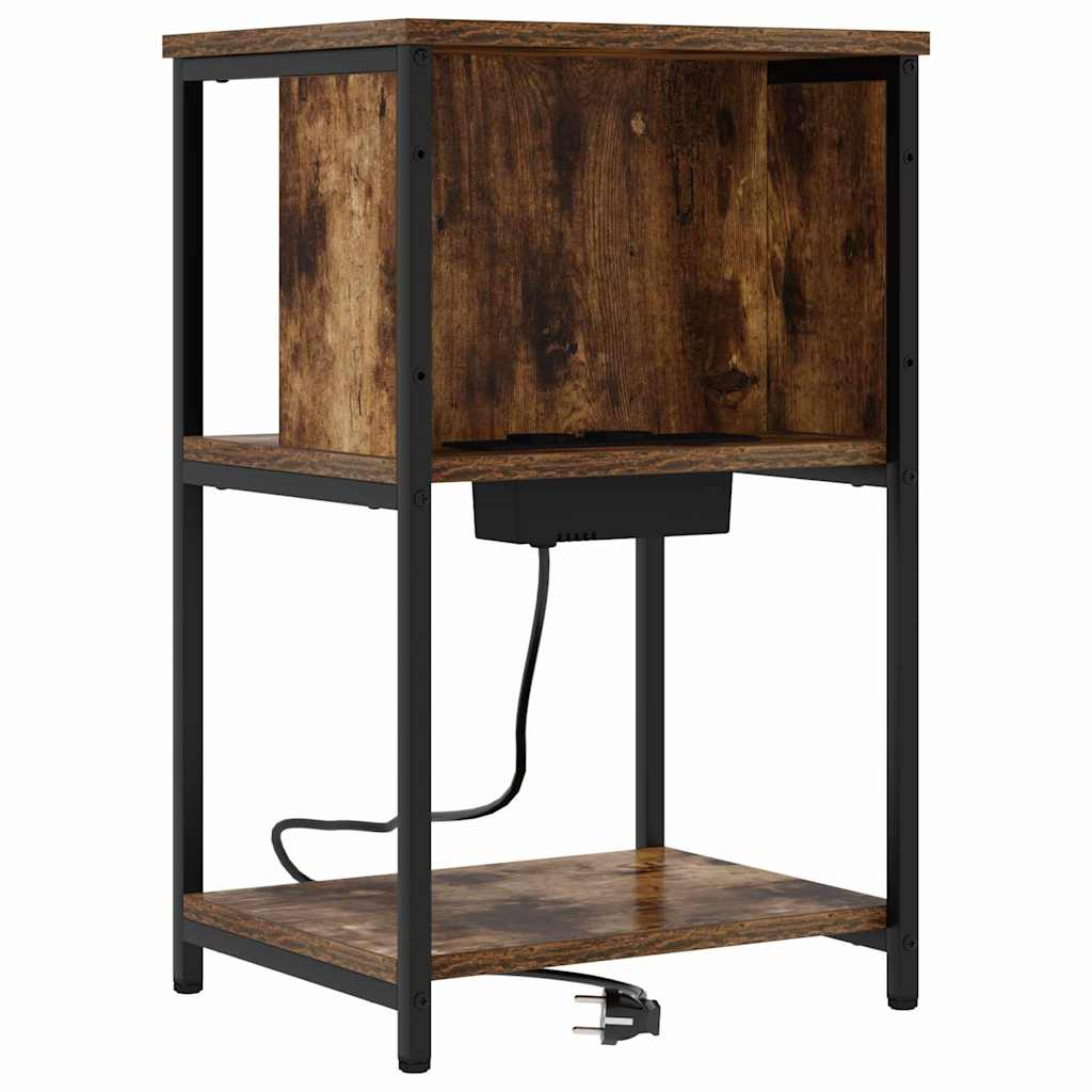 Nachttisch 2 pcs Geräucherte Eiche 38 x 31 x 61 cm