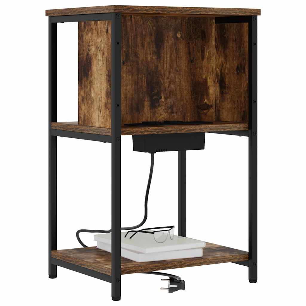 Nachttisch 2 pcs Geräucherte Eiche 38 x 31 x 61 cm