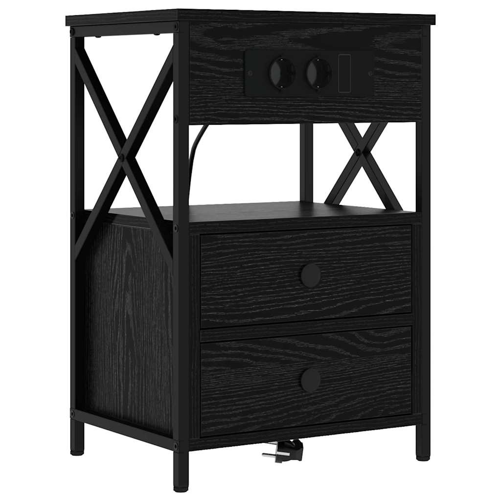 Nachttisch 2 pcs Schwarz Eichen-Optik 40 x 31 x 60 cm