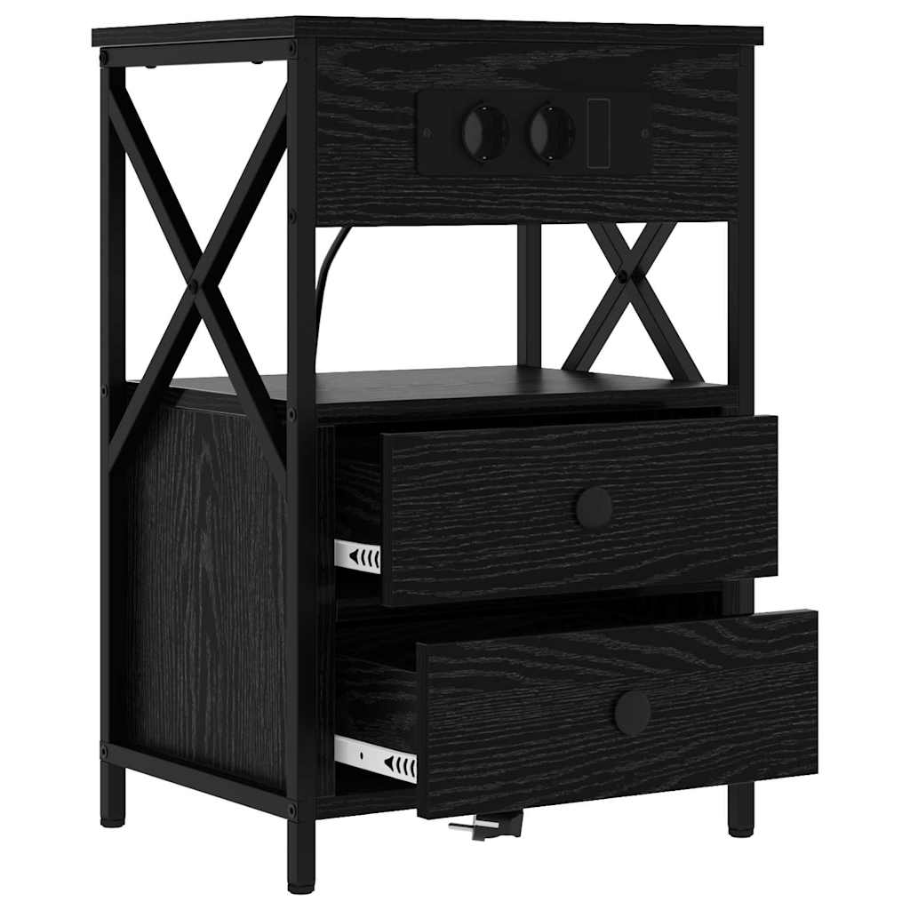 Nachttisch 2 pcs Schwarz Eichen-Optik 40 x 31 x 60 cm