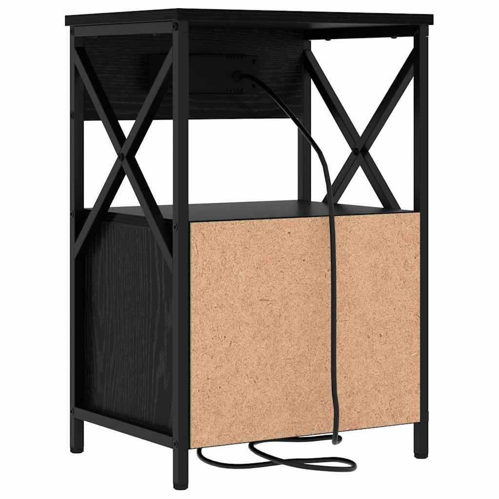 Nachttisch 2 pcs Schwarz Eichen-Optik 40 x 31 x 60 cm